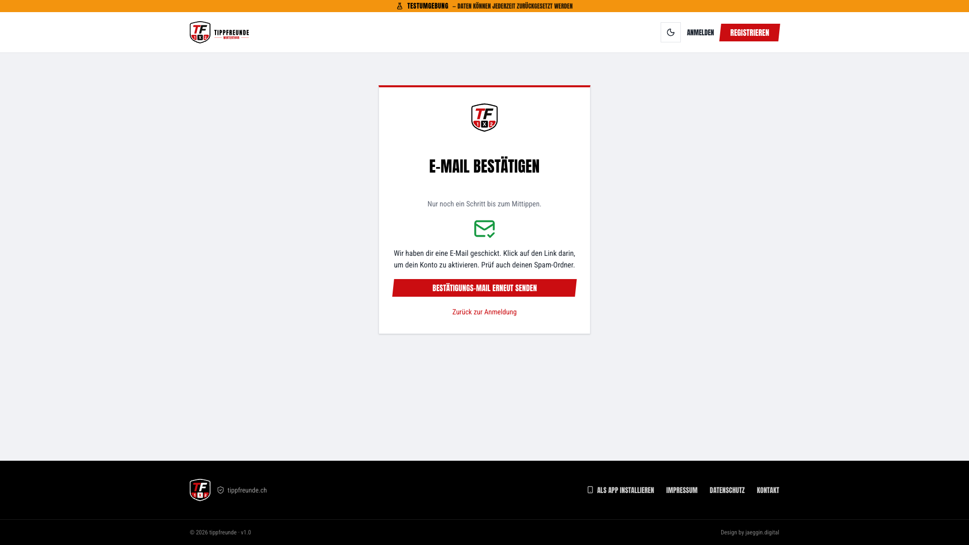 Hinweis zur E-Mail-Bestätigung