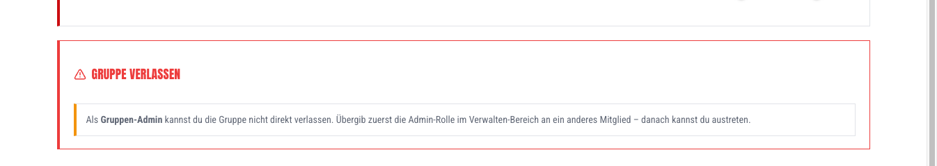 Abschnitt Gruppe verlassen